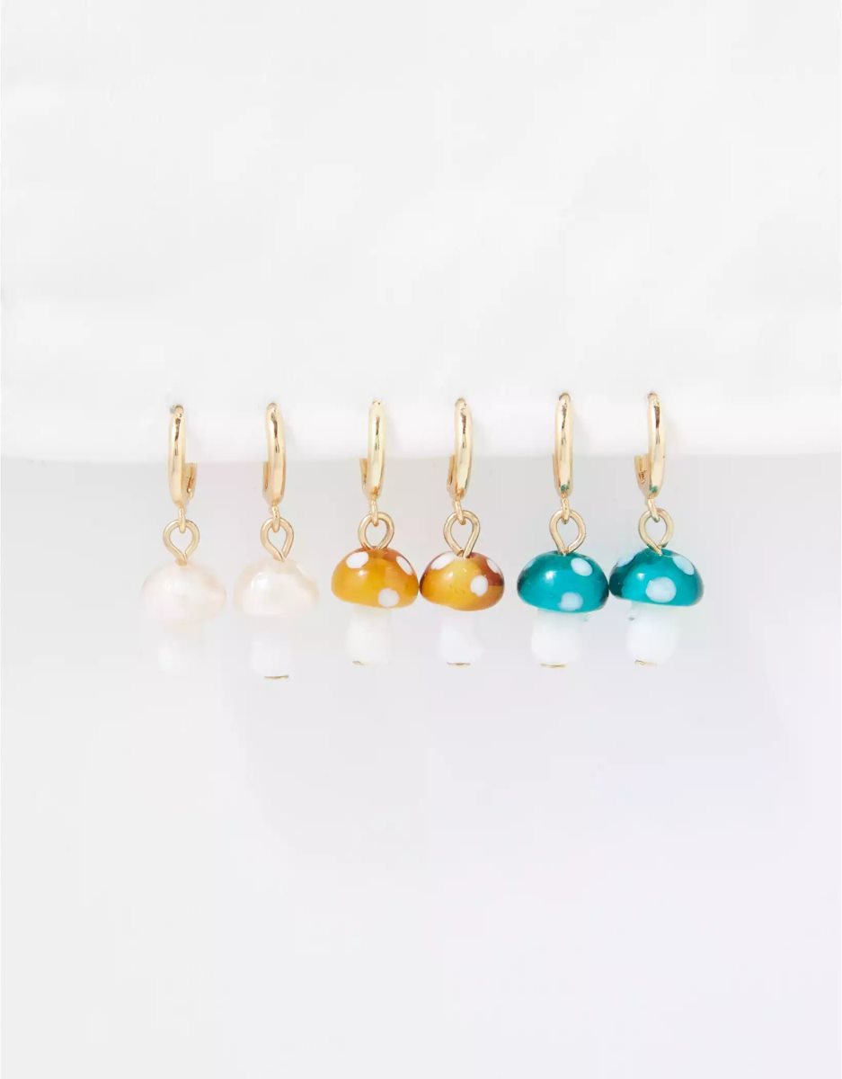 Bijoux American Eagle AEO Mushroom Charm Earring 3-Pack Multicolore Femme | POL-85498885